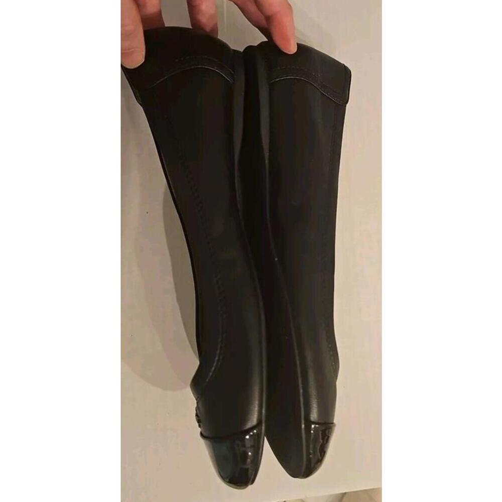 COACH Women's Ballet Flat Black Leather, Patent Toe Cap Size 8 B - Picture 4 of 6
